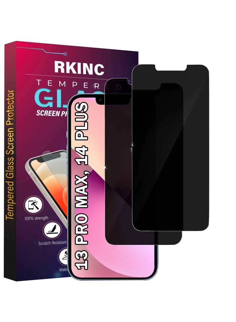 RKINC Screen Protector [2-Pack] for iPhone 13 Pro Max/iPhone 14 Plus 6.7-Inch, Privacy Tempered Glass Film Screen Protector, [Anti Spy][LifetimeWarranty][Anti-Scratch][Bubble-Free] - Image 1